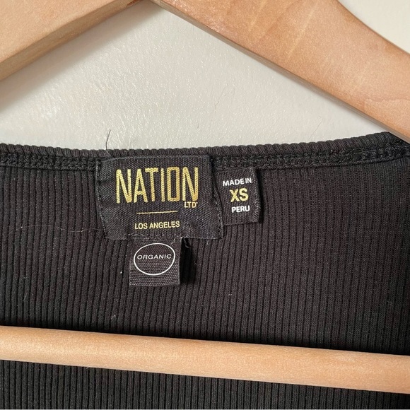 Nation LTD Lark Scoop Neck Ribbed Tee T Shirt Black Size Extra Small - Picture 6 of 8